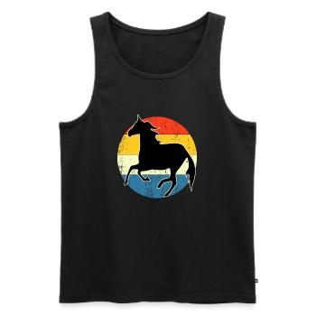 Vintage Retro Horse Sunset For Horse Lovers - Men's Premium Organic Tank Top - black - Front - AI Model Male 178 light (178cm)