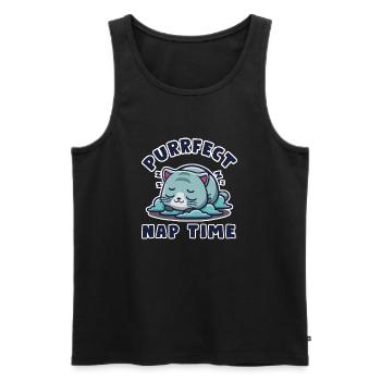 Kawaii Chibi Nap Cat - Men's Premium Organic Tank Top - black - Front - AI Model Male 178 light (178cm)