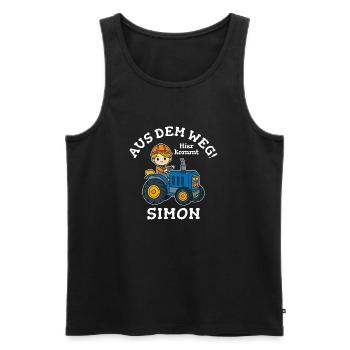 Simon Vorname Traktor - Männer Premium Bio Tank Top - Schwarz - Vorne - AI Model Male 178 light (178cm)