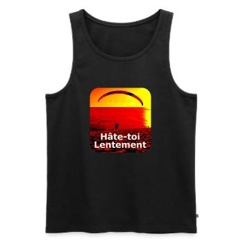 Hâte toi lentement - Débardeur bio Premium Homme - noir - Devant - Michal (187cm)