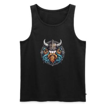 Wikinger Odin Thor Walhalla - Männer Premium Bio Tank Top - Schwarz - Vorne - AI Model Male 178 light (178cm)