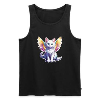 chat avec des ailes - Débardeur bio Premium Homme - noir - Devant - AI Model Male 178 light (178cm)