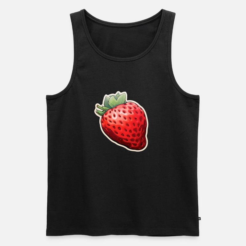 Erdbeere - Männer Premium Bio Tank Top - Schwarz