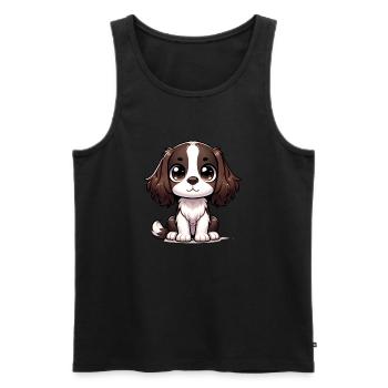 Digital illustration of cute Springer Spaniel dog - Men's Premium Organic Tank Top - black - Front - Michal (187cm)