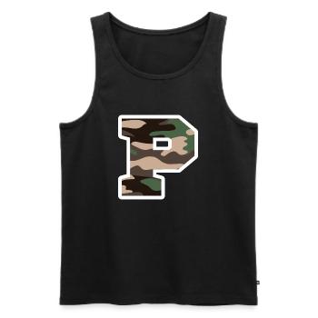Buchstabe P Militärische Tarnung - Geschenkidee - Männer Premium Bio Tank Top - Schwarz - Vorne - Michal (187cm)