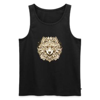 Goldener Wolf - Männer Premium Bio Tank Top - Schwarz - Vorne - Michal (187cm)