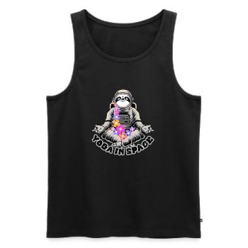 Yoga in Space - Männer Premium Bio Tank Top - Schwarz - Vorne - AI Model Male 178 light (178cm)
