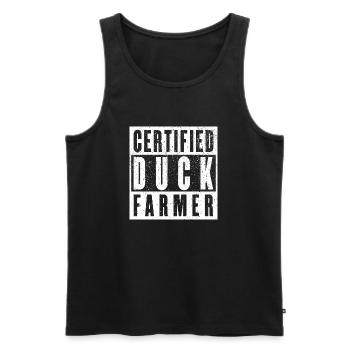 Éleveur de canards certifié - Cadeau d’amoureux des canards - Débardeur bio Premium Homme - noir - Devant - Michal (187cm)