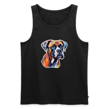 Boxer Head Psychedelic - Men's Premium Organic Tank Top - black - Front - Michal (187cm)