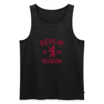 Berlin - 1989 - Reunion - Berliner Bär - Männer Premium Bio Tank Top - Schwarz - Vorne - AI Model Male 178 light (178cm)