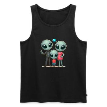Famille extraterrestre - Débardeur bio Premium Homme - noir - Devant - AI Model Male 178 light (178cm)