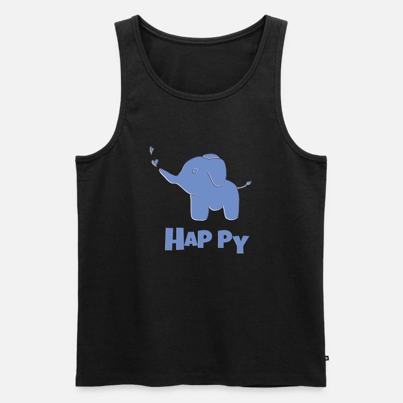 elefant happy - Männer Premium Bio Tank Top - Schwarz
