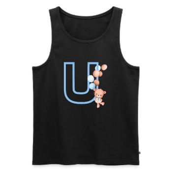 Blue Letter u Bear - Men's Premium Organic Tank Top - black - Front - AI Model Male 178 light (178cm)