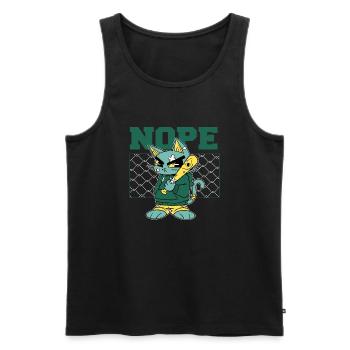 Angry Cat mit Baseballschläger - NOPE! - Männer Premium Bio Tank Top - Schwarz - Vorne - AI Model Male 178 light (178cm)