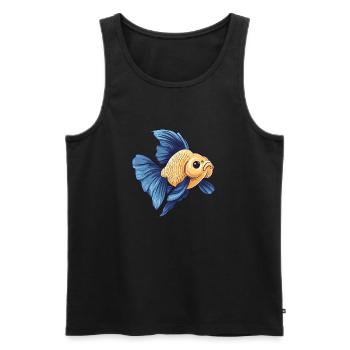 Fancy Blue Yellow Schleierschwanz Goldfisch - Männer Premium Bio Tank Top - Schwarz - Vorne - AI Model Male 178 light (178cm)