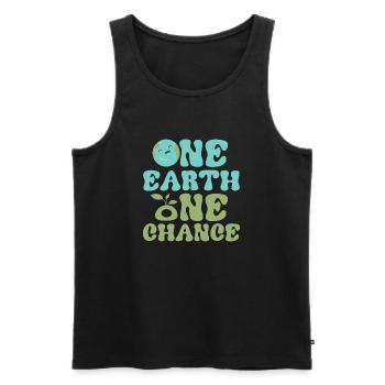 One Earth One Chance Earth Day Environmental Plane - Men's Premium Organic Tank Top - black - Front - AI Model Male 178 light (178cm)