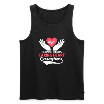 Helping Hands Caring Heart Caregiver Carer Caregiv - Men's Premium Organic Tank Top - black - Front - AI Model Male 178 light (178cm)