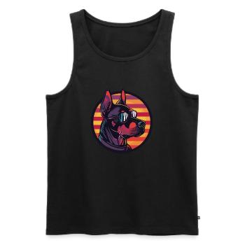 Dobermann Hund Cool Comic - Männer Premium Bio Tank Top - Schwarz - Vorne - Michal (187cm)