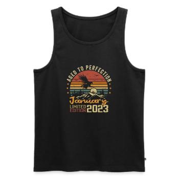 Januar 2023 Retro Vintage Geburtstagsgeschenk - Männer Premium Bio Tank Top - Schwarz - Vorne - Michal (187cm)