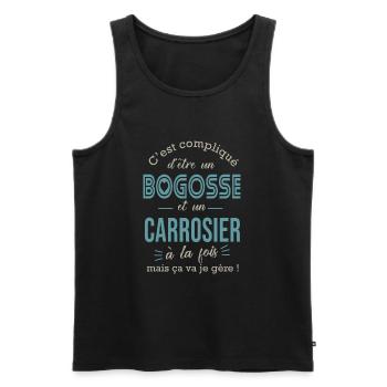 carrosier bogosse Cadeau humour carrosier garage - Débardeur bio Premium Homme - noir - Devant - Michal (187cm)