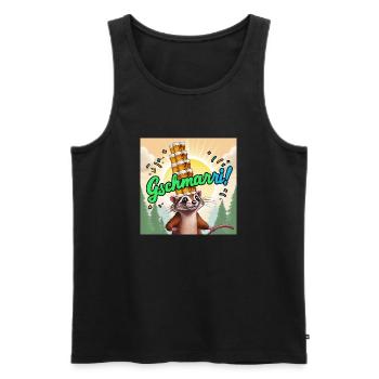 Gschmarri das Wiesel VOL.2 - Männer Premium Bio Tank Top - Schwarz - Vorne - Michal (187cm)