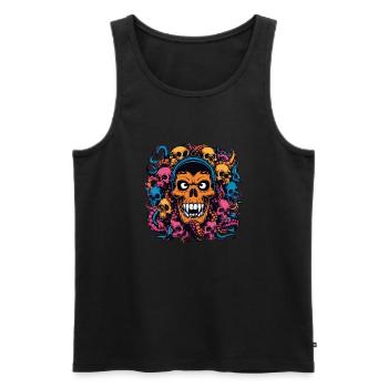 Decorative Large Skull with Small Skulls - Men's Premium Organic Tank Top - black - Front - AI Model Male 178 light (178cm)