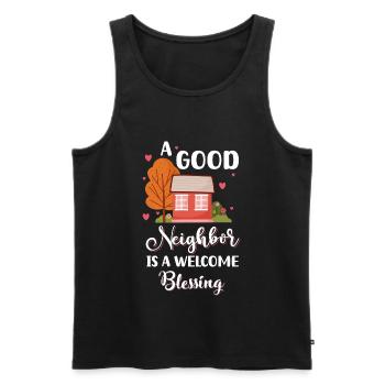 Amis du quartier Humour Alcool - Débardeur bio Premium Homme - noir - Devant - AI Model Male 178 light (178cm)