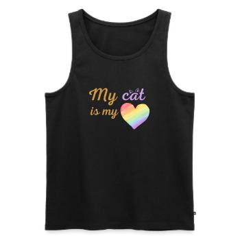 Meine Katze ist mein liebevolles Regenbogen-Lila - Männer Premium Bio Tank Top - Schwarz - Vorne - Michal (187cm)