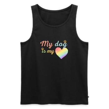Mein Hund ist mein liebevolles Regenbogenblau - Männer Premium Bio Tank Top - Schwarz - Vorne - Michal (187cm)