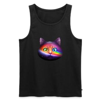 Les chats de l’univers arc-en-ciel font face avec des yeux verts - Débardeur bio Premium Homme - noir - Devant - AI Model Male 178 light (178cm)
