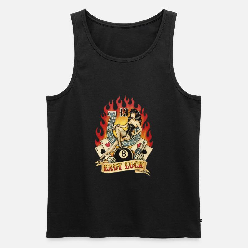 LADY GLÜCK TÄTOWIERUNG - Männer Premium Bio Tank Top - Schwarz