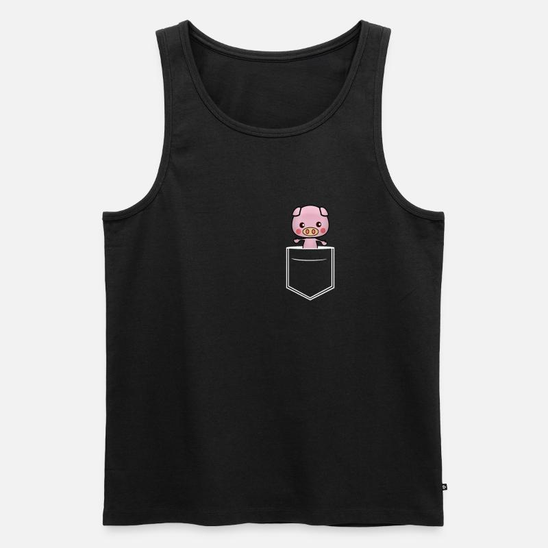 Brusttasche Schwein - Männer Premium Bio Tank Top - Schwarz