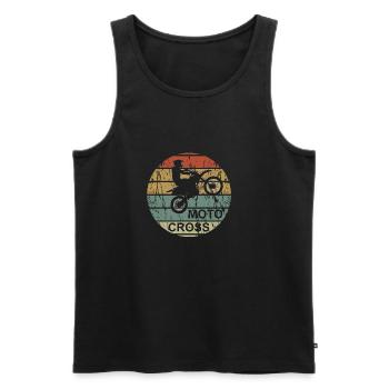 Motocross retro - motorcycle, dirtbike, wheelie - Men's Premium Organic Tank Top - black - Front - AI Model Male 178 light (178cm)