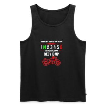 Only one down - Motocross, Enduro, Biker, Motorcycle - Men's Premium Organic Tank Top - black - Front - AI Model Male 178 light (178cm)