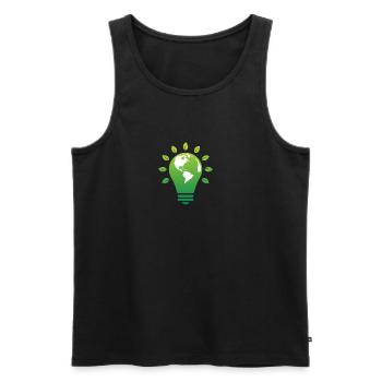 Poire verte, électricité - changement climatique, protection de l'environnement - Débardeur bio Premium Homme - noir - Devant - AI Model Male 178 light (178cm)
