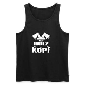 Holz im Kopf - Schreiner, Zimmerer - Männer Premium Bio Tank Top - Schwarz - Vorne - Michal (187cm)