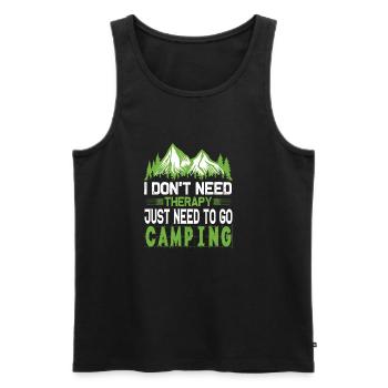 Le camping est ma thérapie - camping-car, tente - Débardeur bio Premium Homme - noir - Devant - AI Model Male 178 light (178cm)