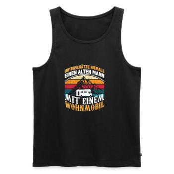 Alter Mann mit Wohnmobil - Opa Camping - Männer Premium Bio Tank Top - Schwarz - Vorne - AI Model Male 178 light (178cm)