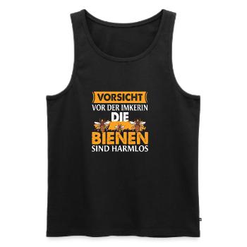 Vorsicht vor der Imkerin - Honig Bienen - Männer Premium Bio Tank Top - Schwarz - Vorne - Michal (187cm)