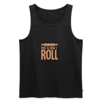 C'est comme ça que je roule - boulangerie - Débardeur bio Premium Homme - noir - Devant - AI Model Male 178 light (178cm)