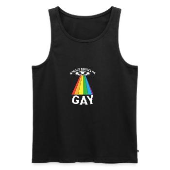 Nobody knows Im gay - gay lesbian - Men's Premium Organic Tank Top - black - Front - AI Model Male 178 light (178cm)