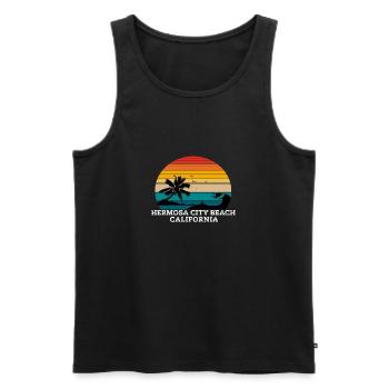 Hermosa City Beach Plages de Californie - Débardeur bio Premium Homme - noir - Devant - AI Model Male 178 light (178cm)
