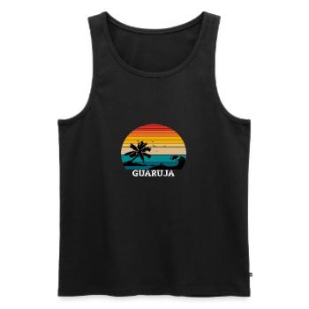 Plage de Guaruja São Paulo - Débardeur bio Premium Homme - noir - Devant - AI Model Male 178 light (178cm)
