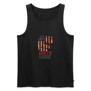 Patriotic Auntie Dinosaur - Männer Premium Bio Tank Top - Schwarz - Vorne - AI Model Male 178 light (178cm)