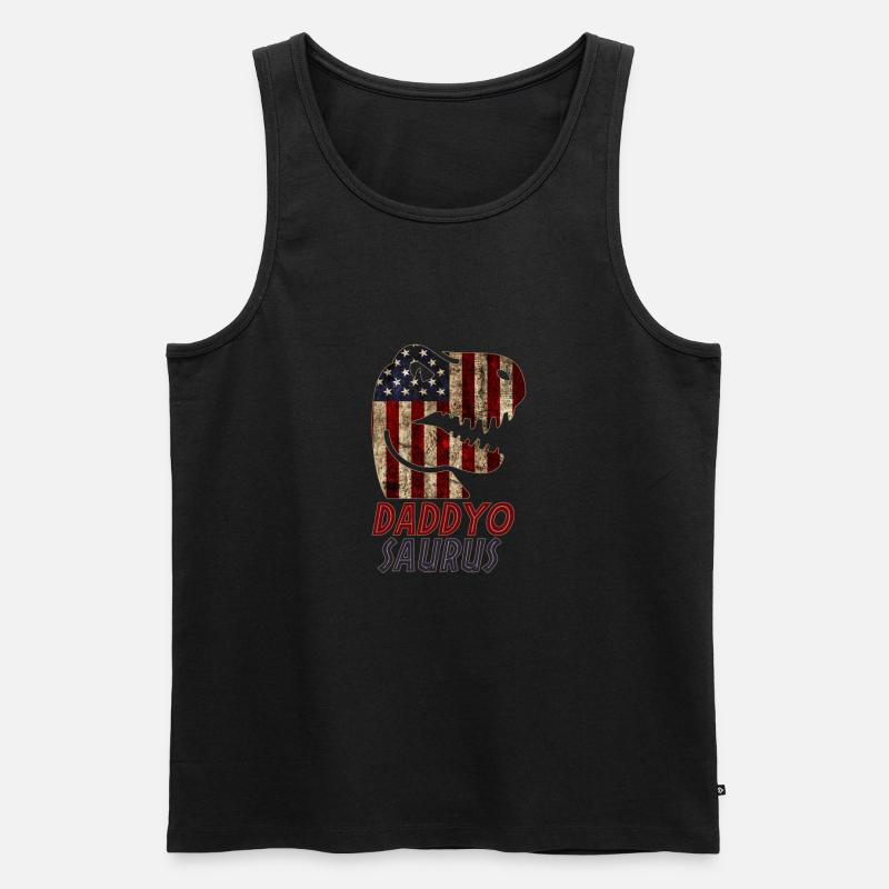 Patriotic Daddyo Dinosaur - Männer Premium Bio Tank Top - Schwarz