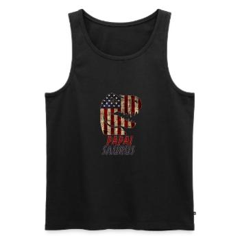 Patriotic Papai Dinosaur - Männer Premium Bio Tank Top - Schwarz - Vorne - AI Model Male 178 light (178cm)