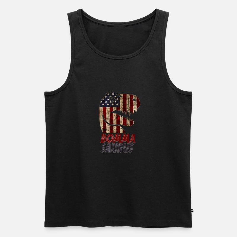 Patriotic Bomma Dinosaur - Männer Premium Bio Tank Top - Schwarz