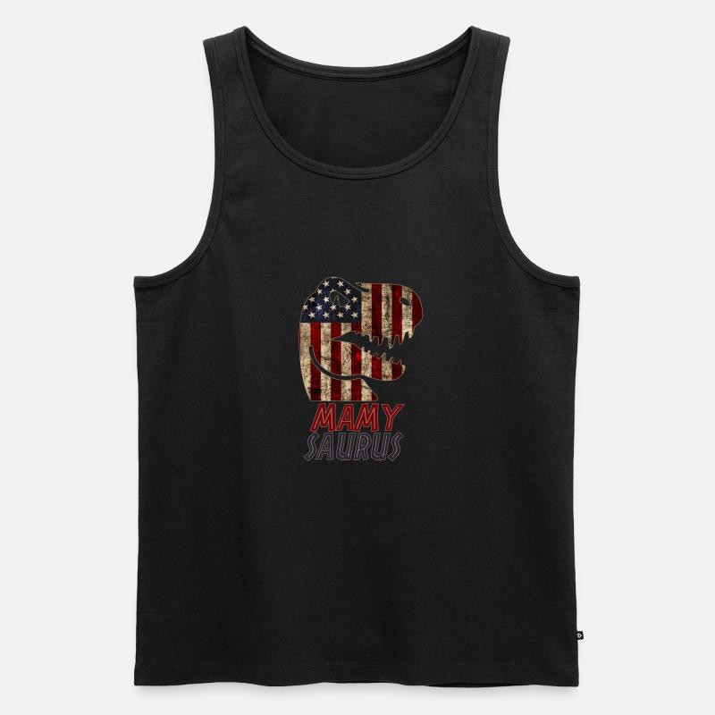 Patriotic Mamy Dinosaur - Männer Premium Bio Tank Top - Schwarz