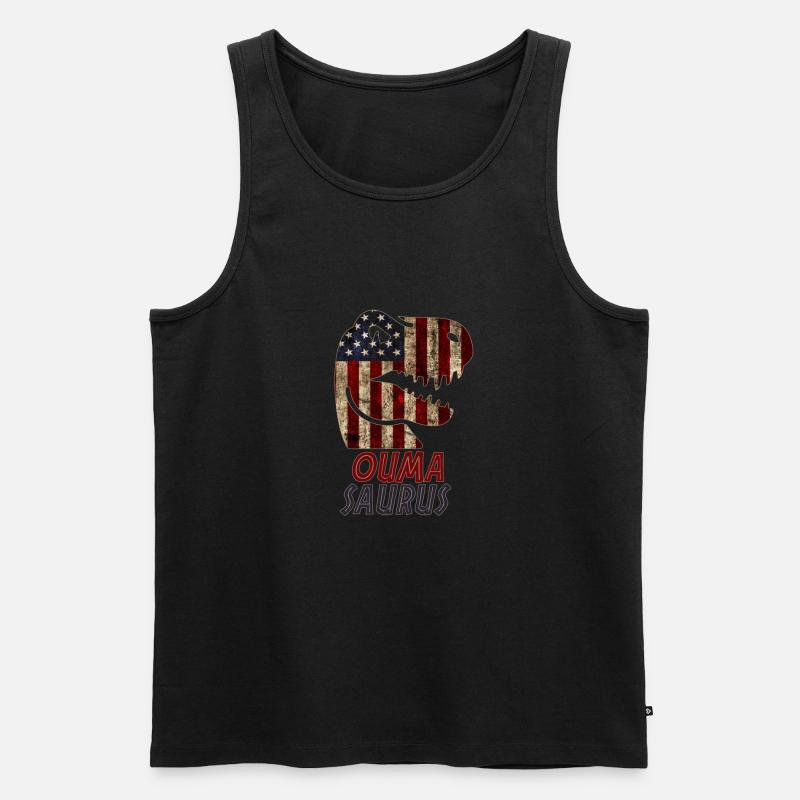 Patriotic Ouma Dinosaur - Männer Premium Bio Tank Top - Schwarz