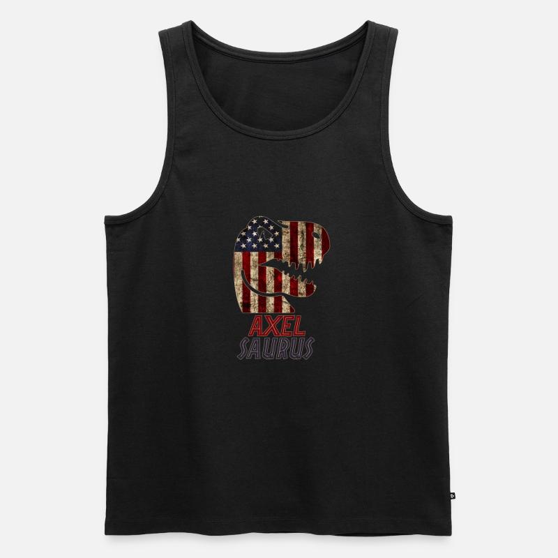 Patriotic Axel Dinosaur Axelsaurus - Männer Premium Bio Tank Top - Schwarz